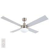 Lucci air Deckenventilator Airfusion Quest II, Ventilator mit Beleuchtung, Deckenlüfter mit Fernbedienung und 4 Flügeln, Ø 122 cm