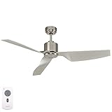 Lucci Air Deckenventilator Airfusion Climate II DC, 127 cm, Chrom gebürstet, 6 Geschwindigkeiten, ECO-DC-Motor energiesparend, mit Fernbedienung, 127 x 127 x 33 cm